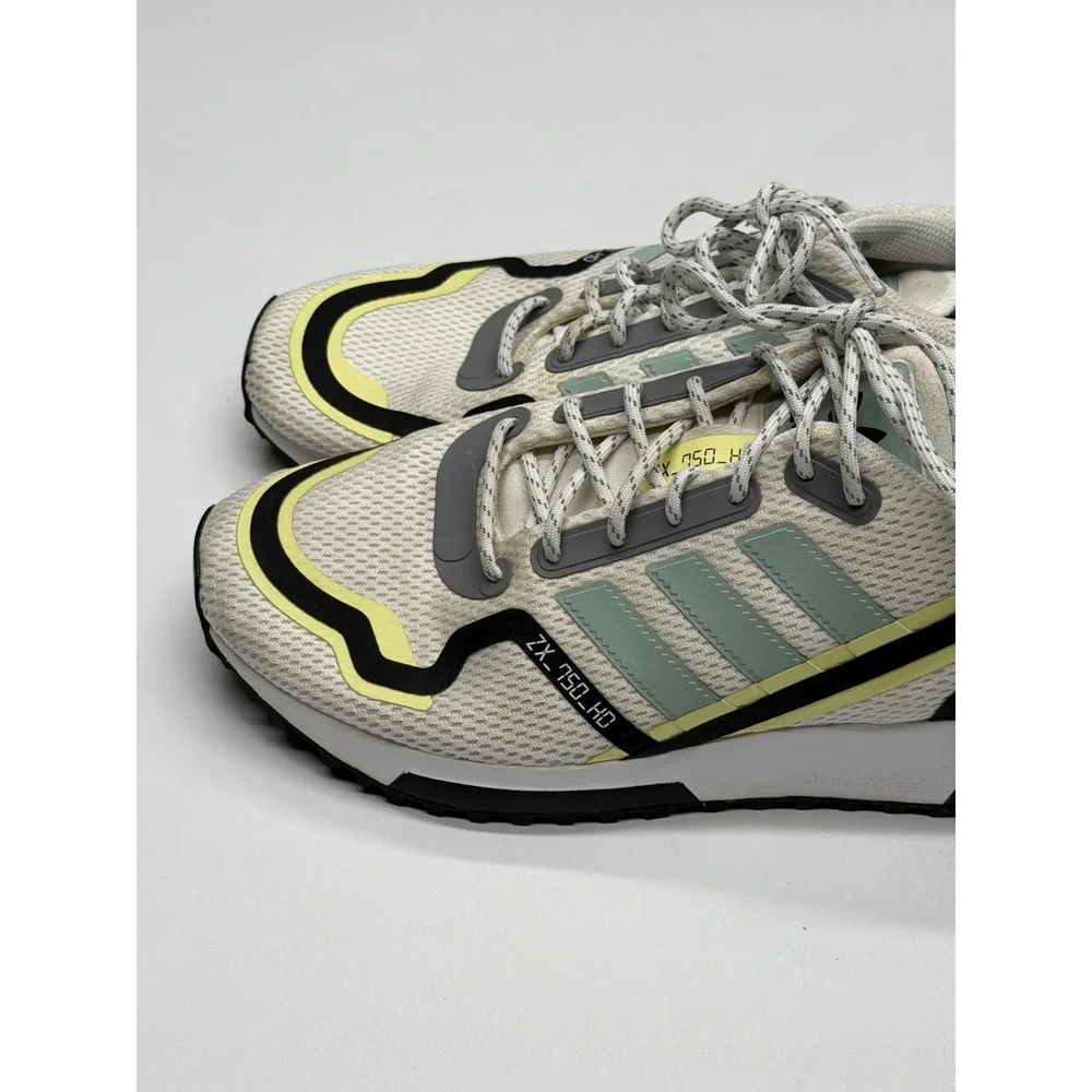 Adidas ZX 750 HD Men's Sneakers Off White‎ Light Green Black Yellow Size 9